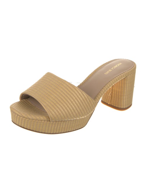 Veronica Beard Raffia Leather Trim Embellishment Slides
