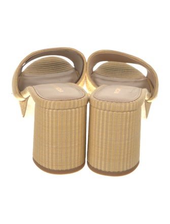 Veronica Beard Raffia Leather Trim Embellishment Slides