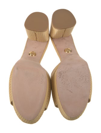 Veronica Beard Raffia Leather Trim Embellishment Slides