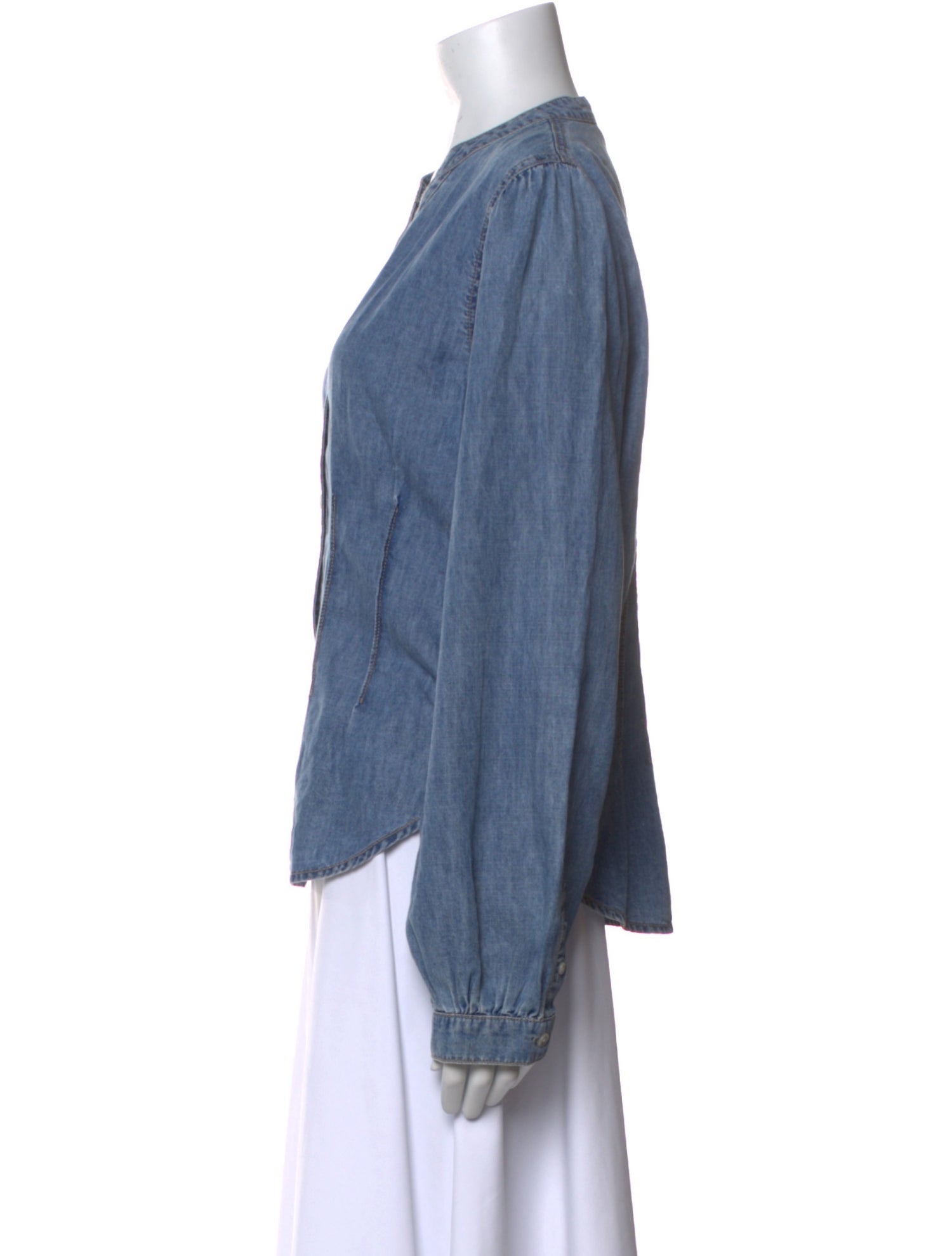 Veronica Beard V-Neck Long Sleeve Button-Up Top