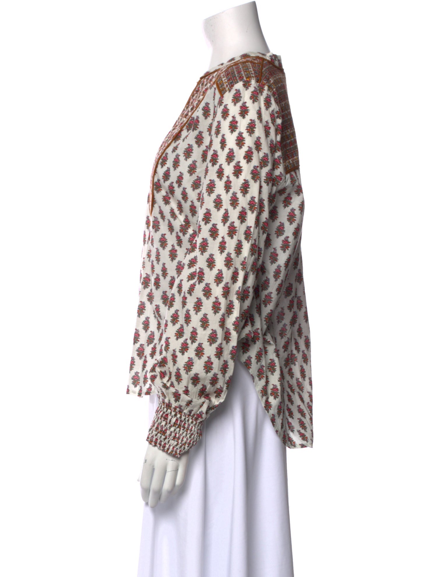 Veronica Beard Printed V-Neck Blouse