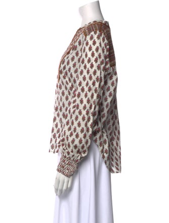 Veronica Beard Printed V-Neck Blouse