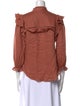 Veronica Beard Linen Mock Neck Button-Up Top