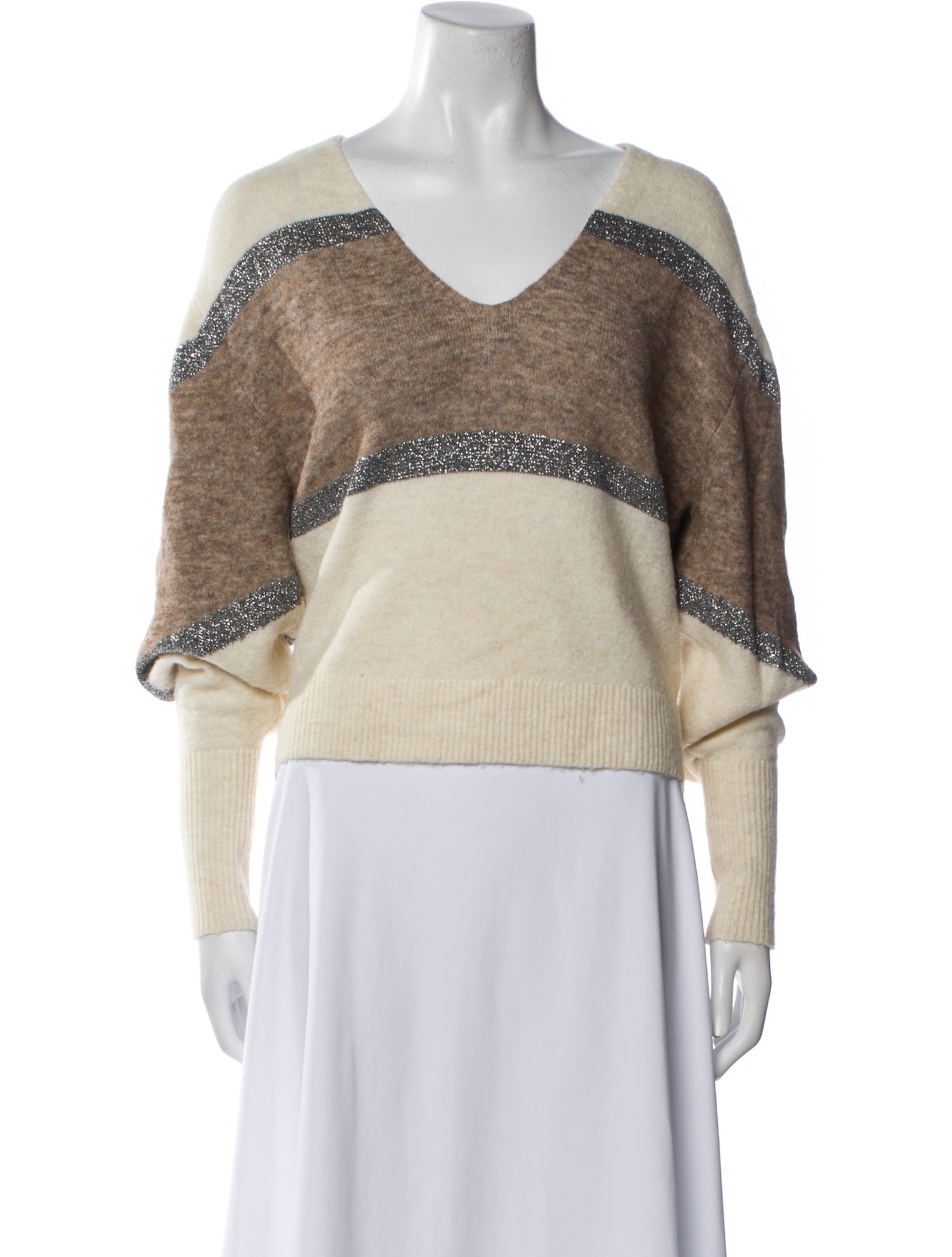 Veronica Beard Striped V-Neck Sweater