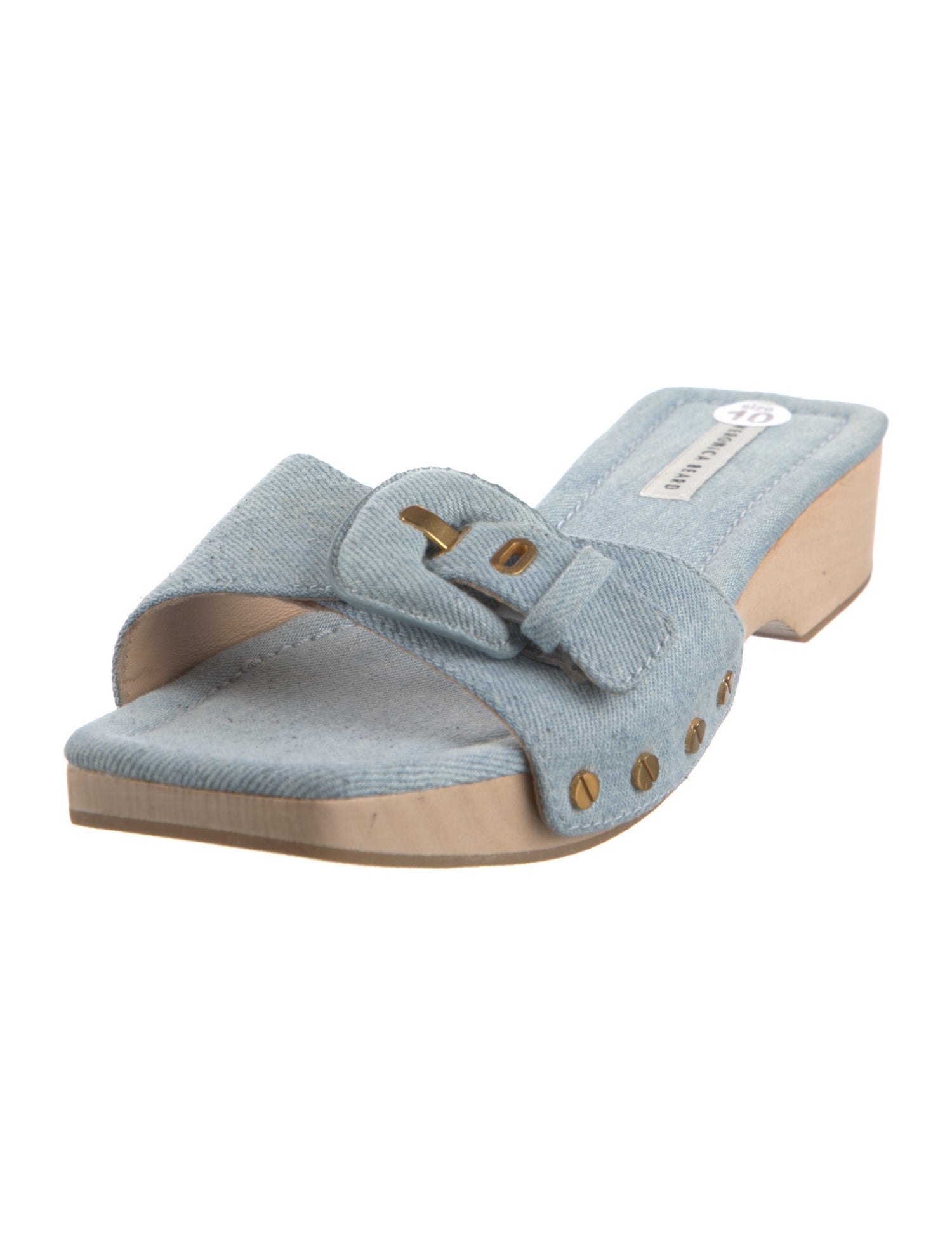 Veronica Beard Denim Studded Accents Slides