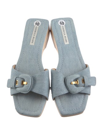 Veronica Beard Denim Studded Accents Slides