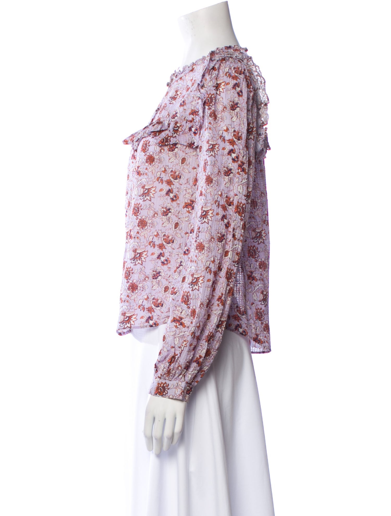 Veronica Beard Floral Print Mock Neck Blouse