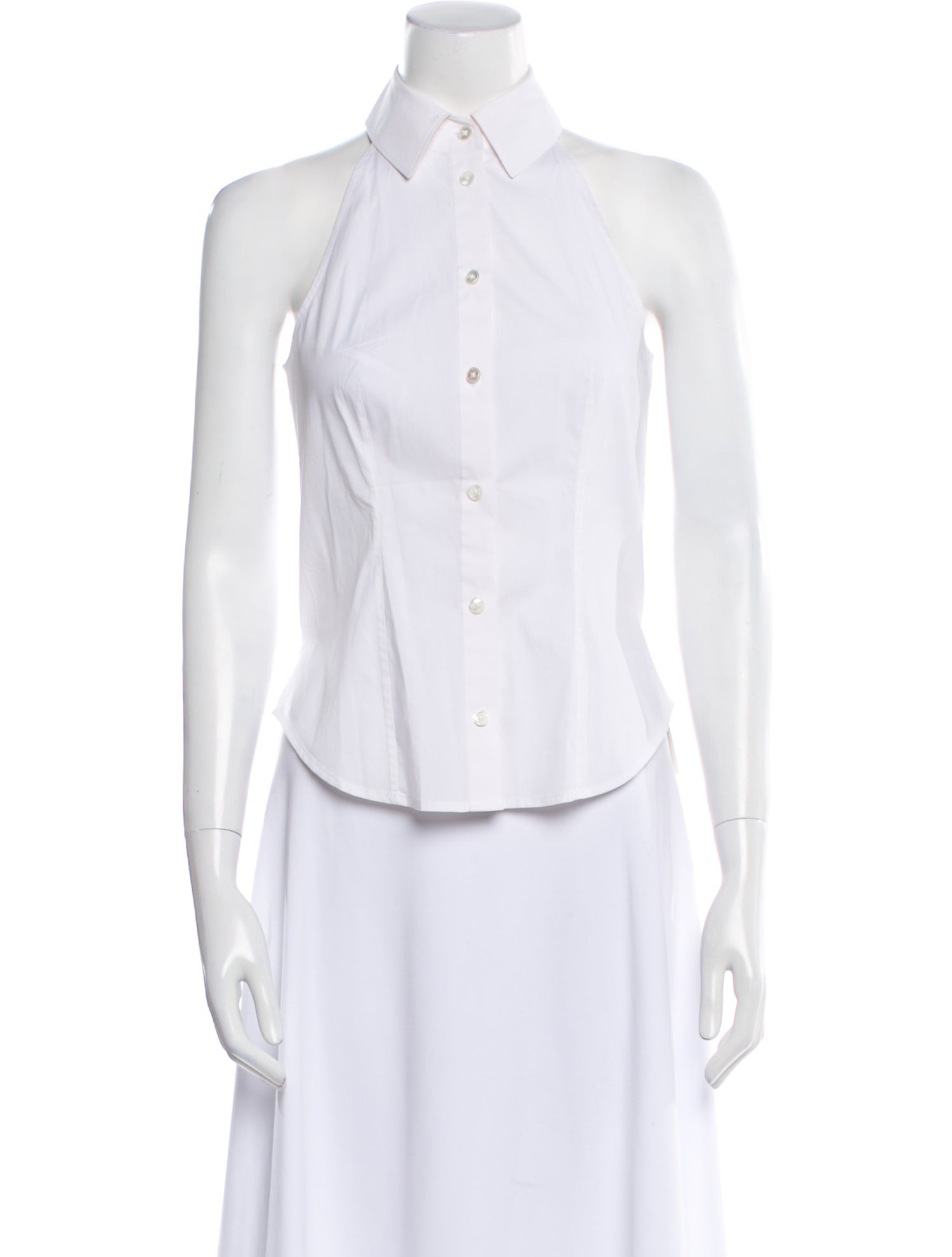 Veronica Beard Chambray Sleeveless Button-Up Top