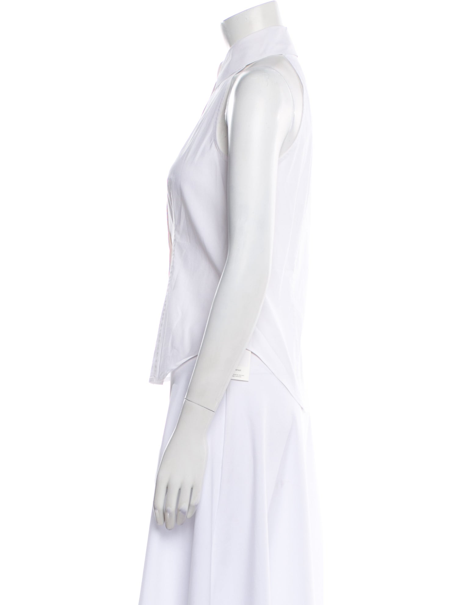 Veronica Beard Chambray Sleeveless Button-Up Top