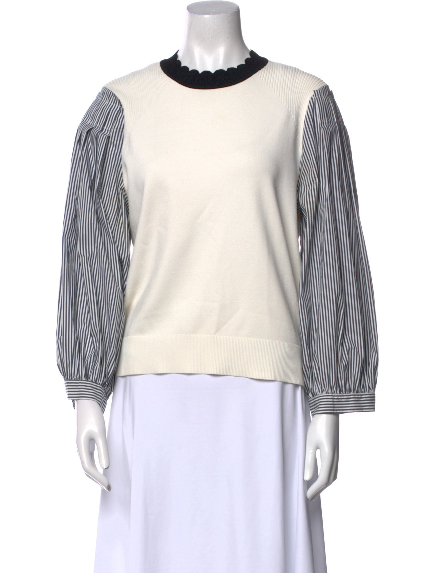 Veronica Beard Striped Crew Neck Sweatshirt