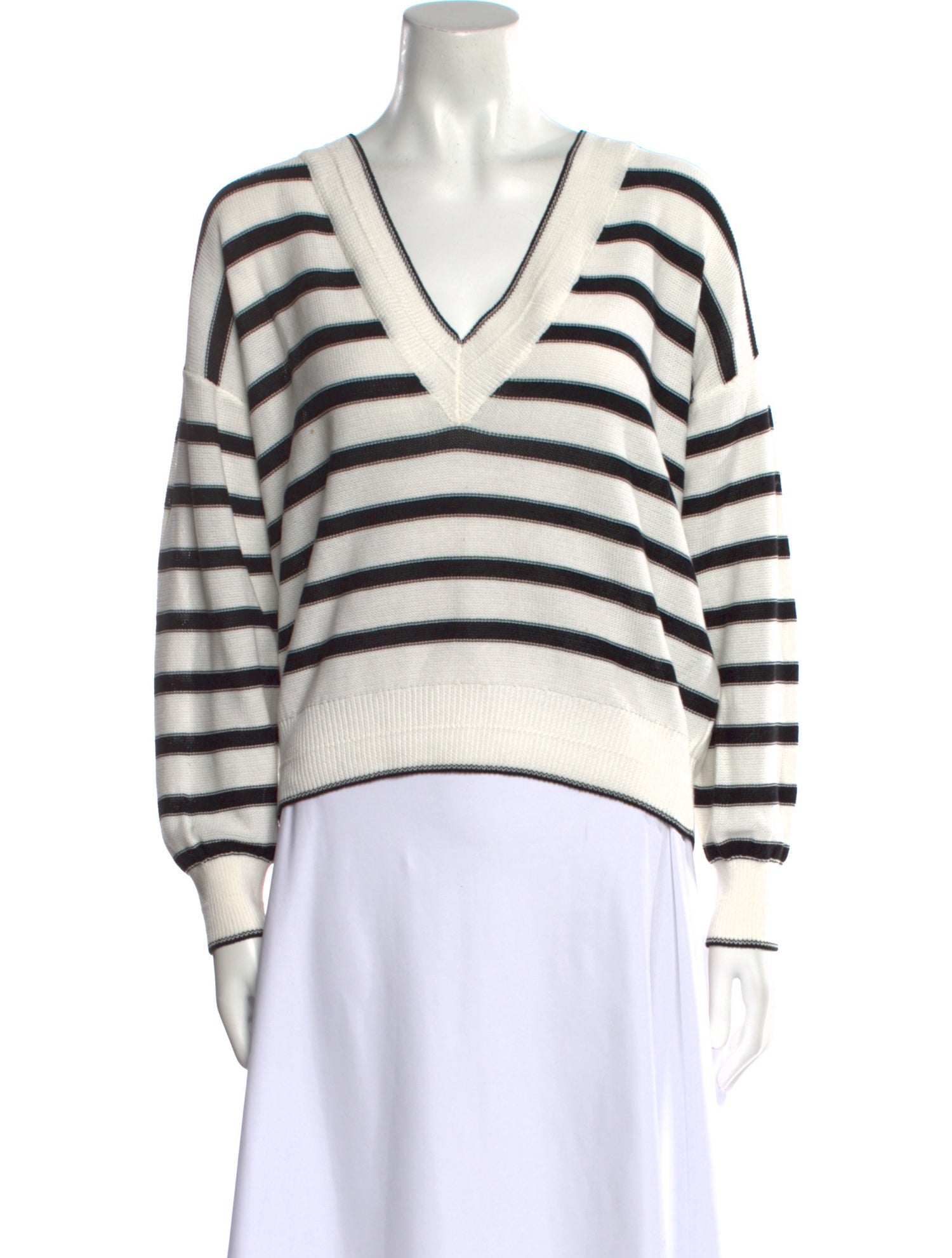 Veronica Beard Striped V-Neck Sweater