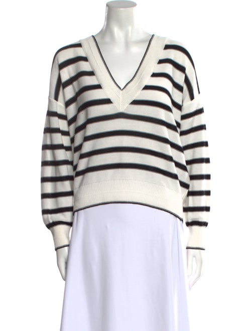 Veronica Beard Striped V-Neck Sweater
