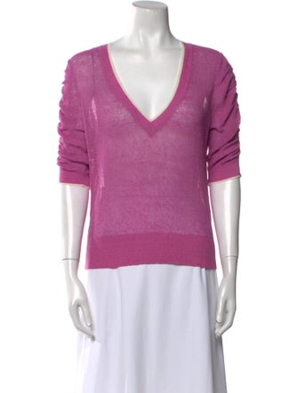 Veronica Beard Linen V-Neck Sweater