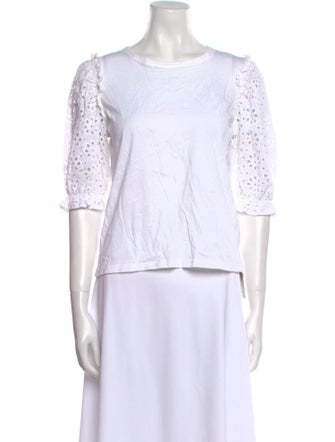 Veronica Beard Bateau Neckline Three-Quarter Sleeve Top