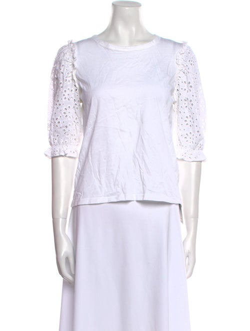 Veronica Beard Bateau Neckline Three-Quarter Sleeve Top