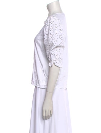 Veronica Beard Bateau Neckline Three-Quarter Sleeve Top