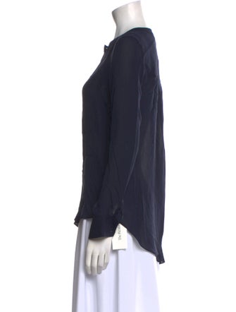 Veronica Beard Silk Crew Neck Button-Up Top