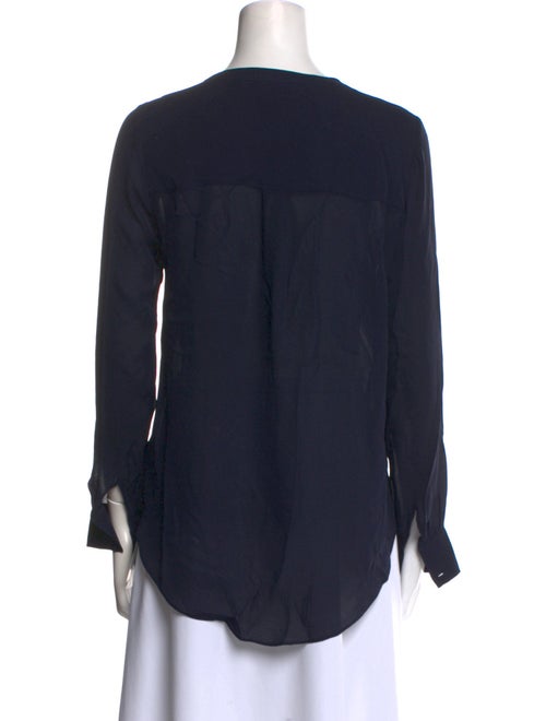 Veronica Beard Silk Crew Neck Button-Up Top