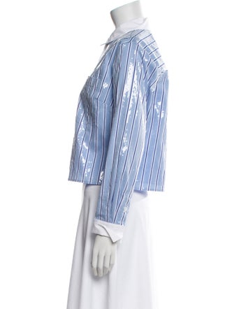 Veronica Beard Striped Long Sleeve Button-Up Top