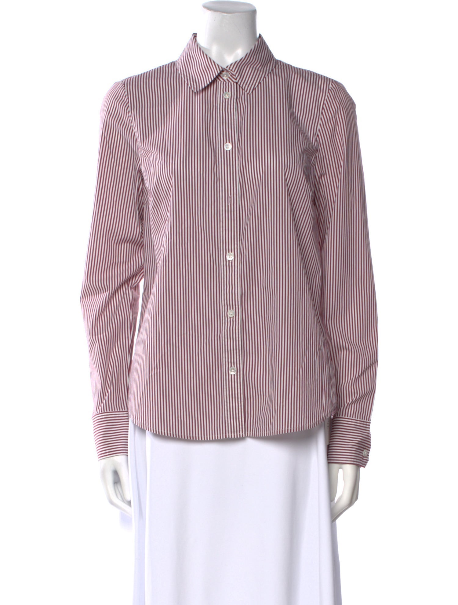 Veronica Beard Striped Long Sleeve Button-Up Top