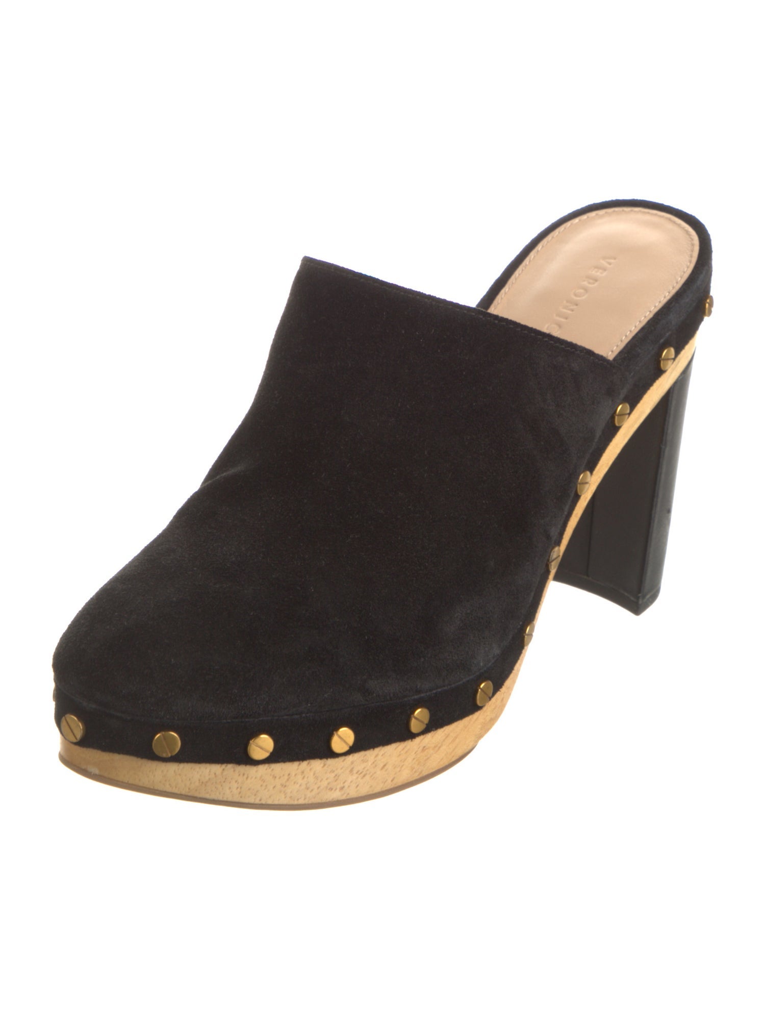 Veronica Beard Suede Studded Accents Mules