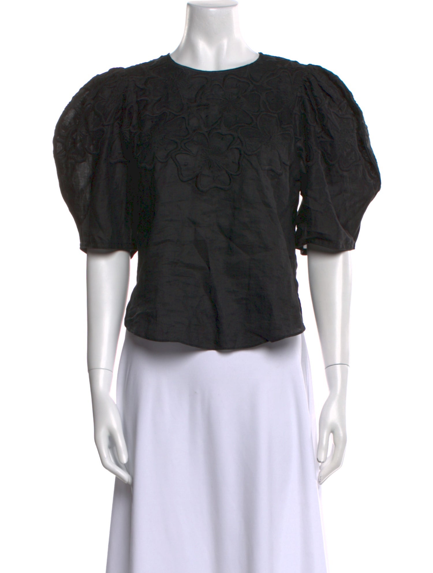 Veronica Beard Crew Neck Short Sleeve Crop Top