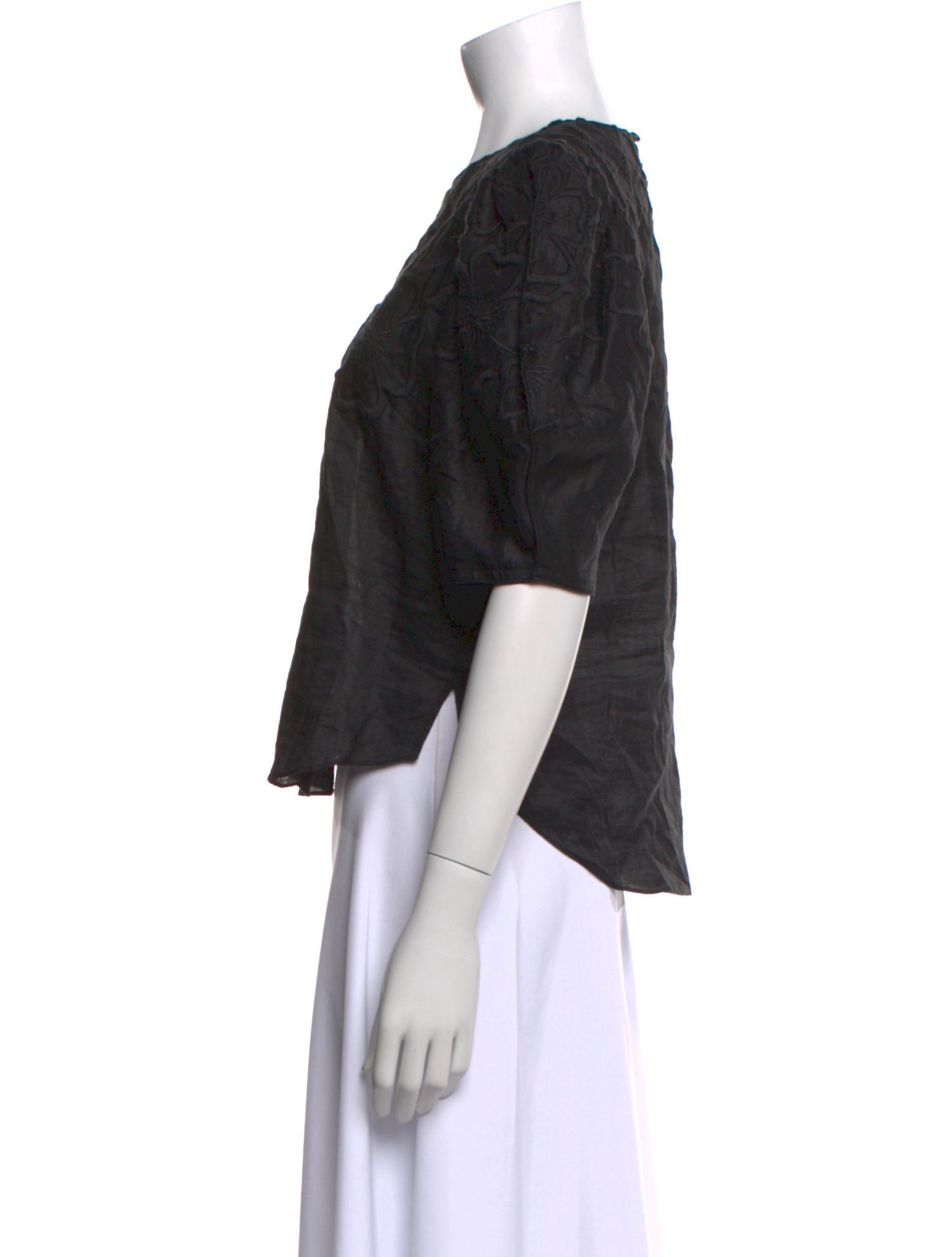 Veronica Beard Crew Neck Short Sleeve Crop Top