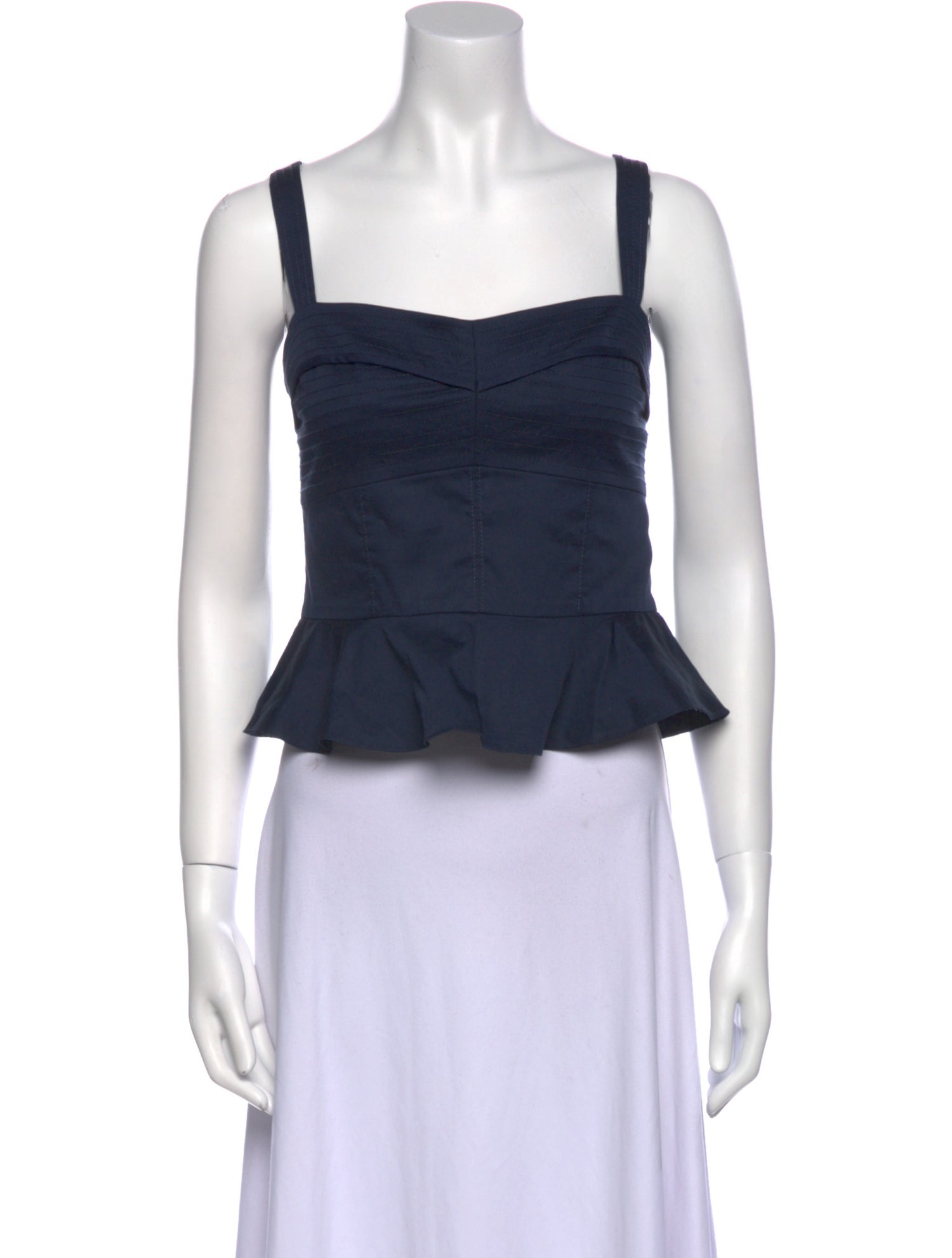 Veronica Beard Square Neckline Sleeveless Crop Top