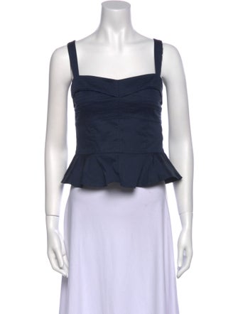 Veronica Beard Square Neckline Sleeveless Crop Top