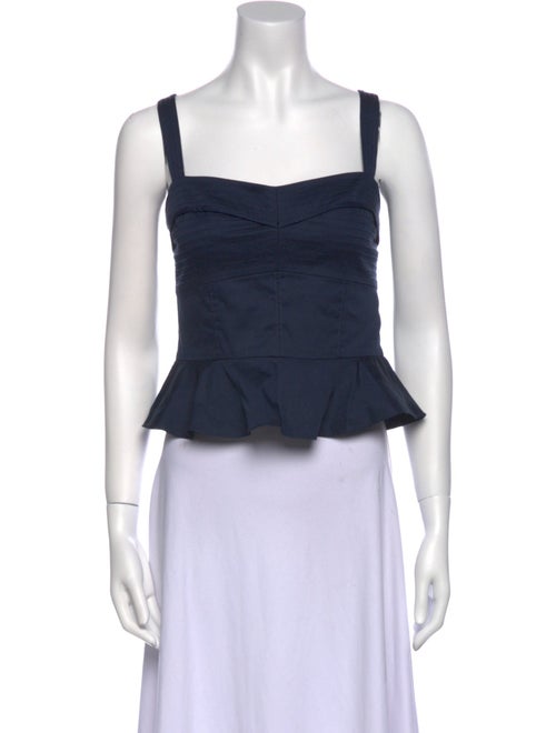 Veronica Beard Square Neckline Sleeveless Crop Top