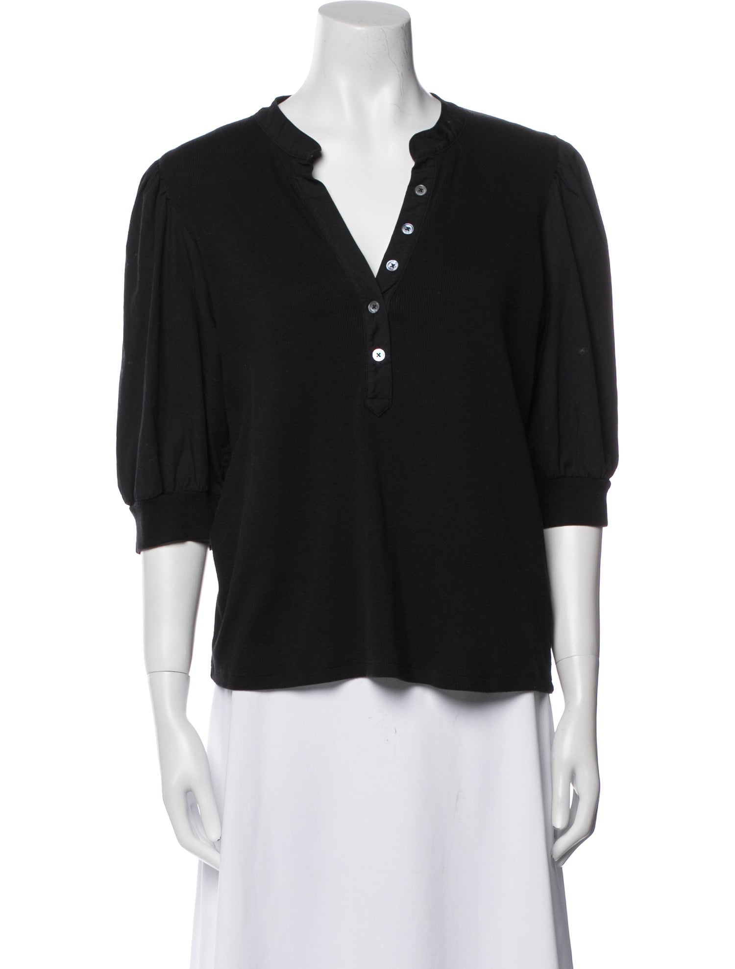 Veronica Beard V-Neck Three-Quarter Sleeve Blouse