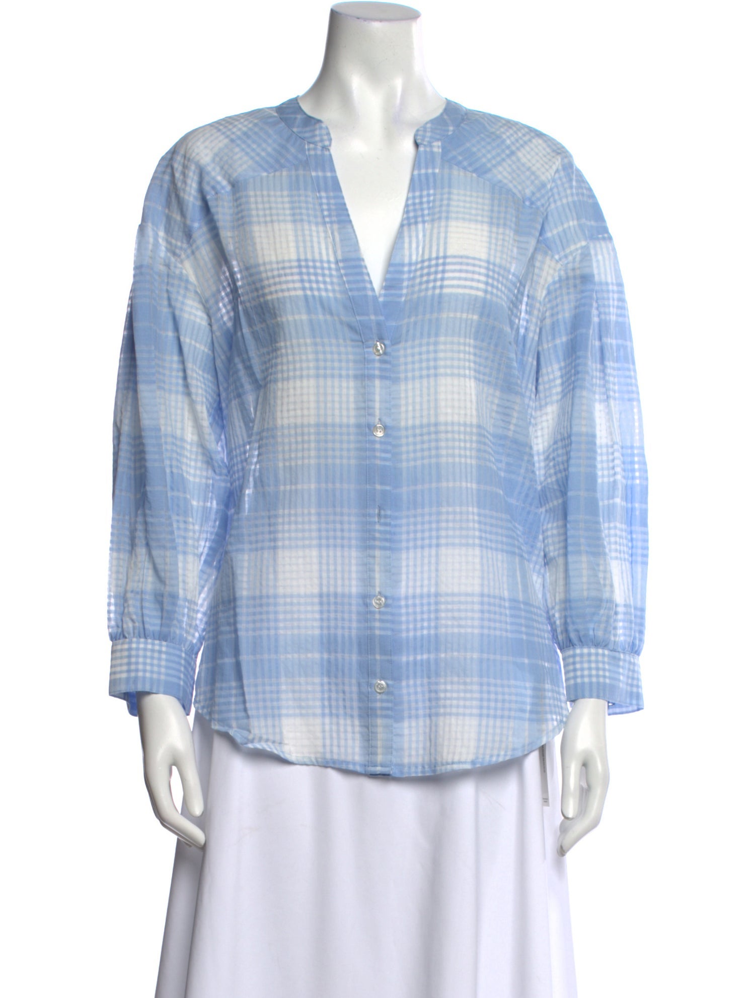 Veronica Beard Plaid Print V-Neck Blouse w/ Tags