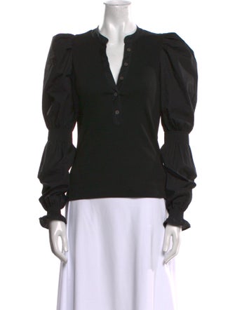 Veronica Beard V-Neck Long Sleeve Blouse