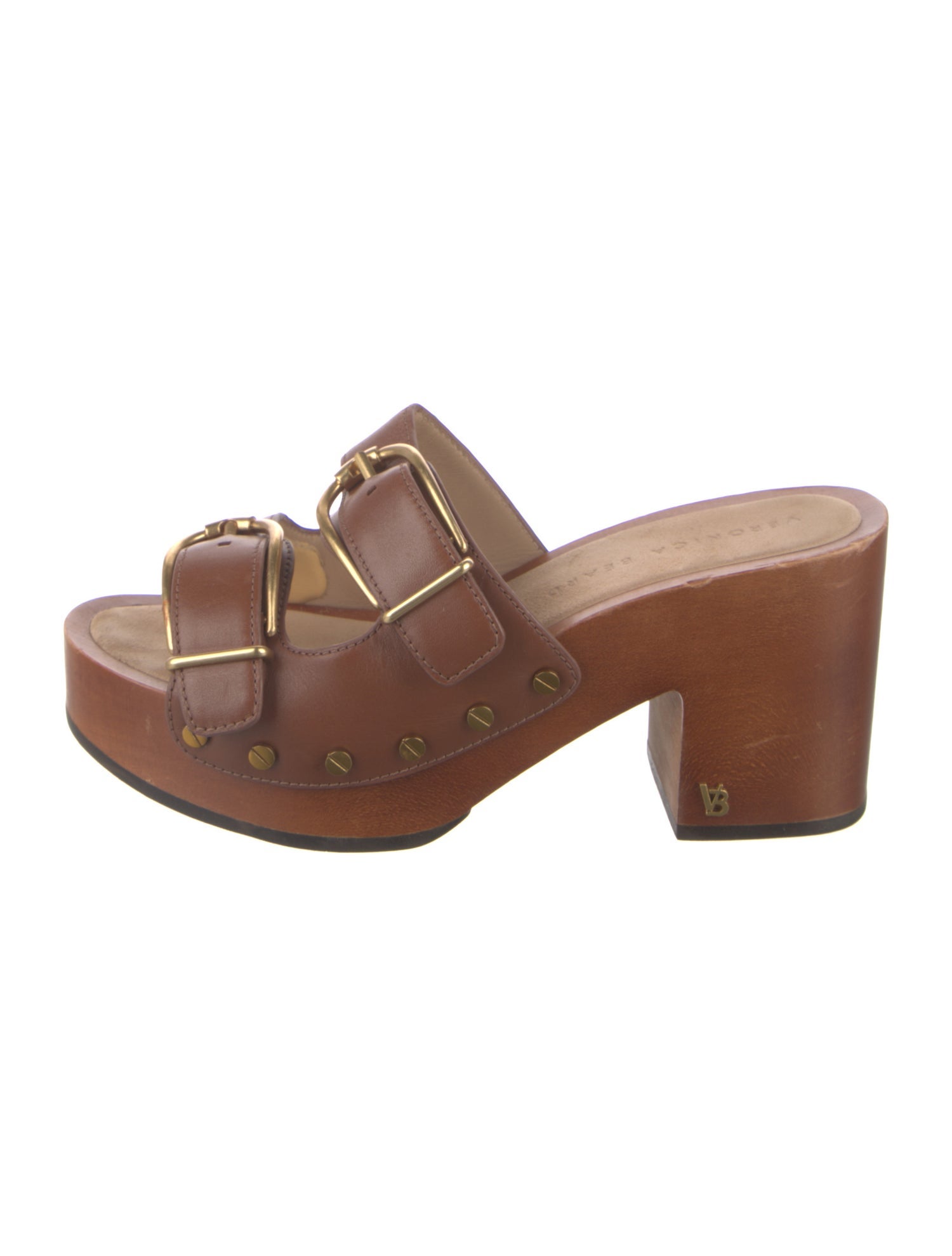 Veronica Beard Leather Studded Accents Slides