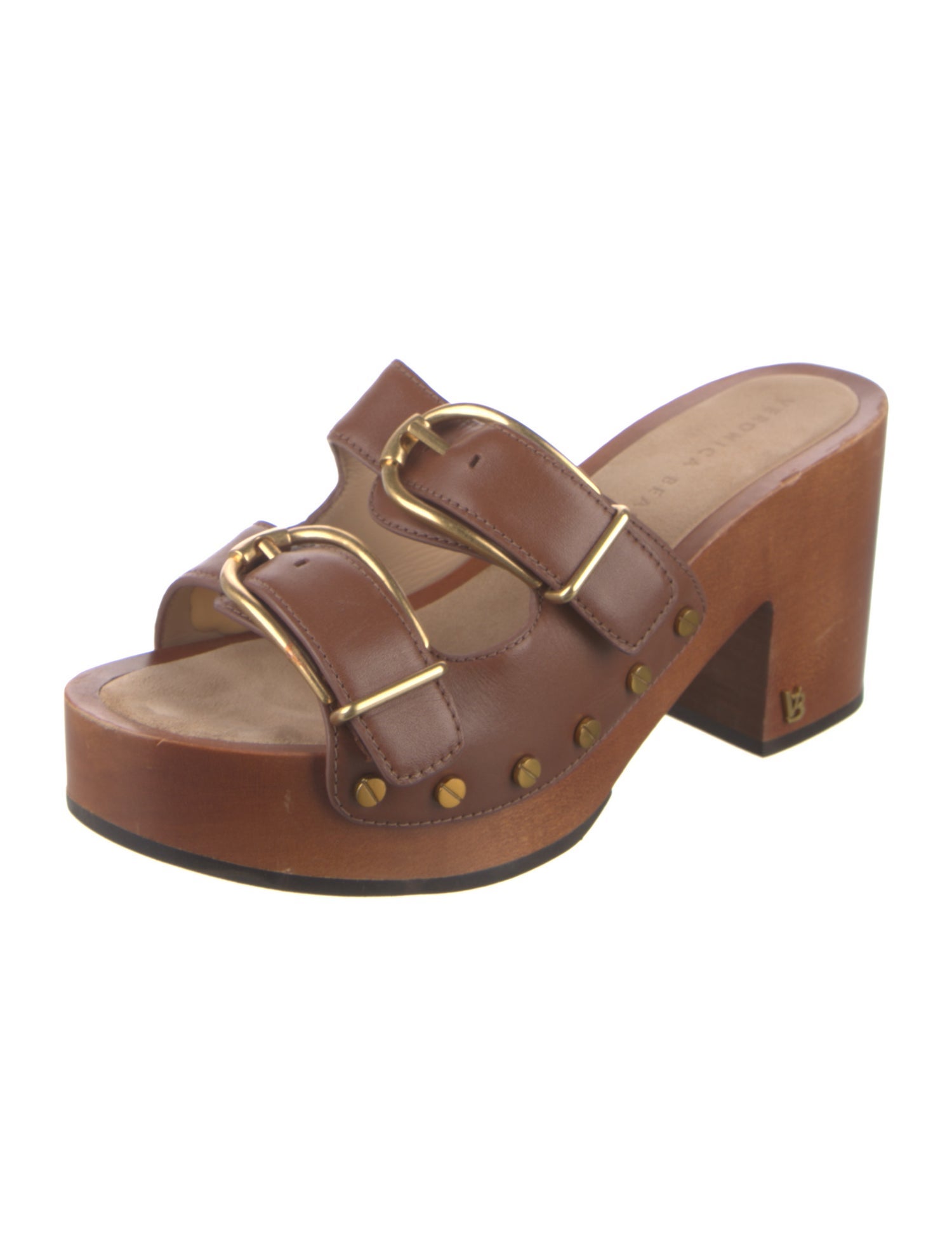 Veronica Beard Leather Studded Accents Slides