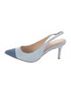 Veronica Beard Denim Colorblock Pattern Slingback Pumps