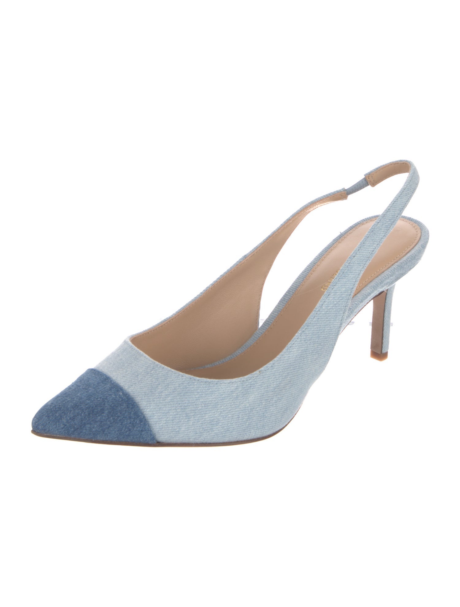 Veronica Beard Denim Colorblock Pattern Slingback Pumps