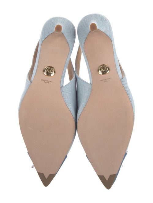 Veronica Beard Denim Colorblock Pattern Slingback Pumps
