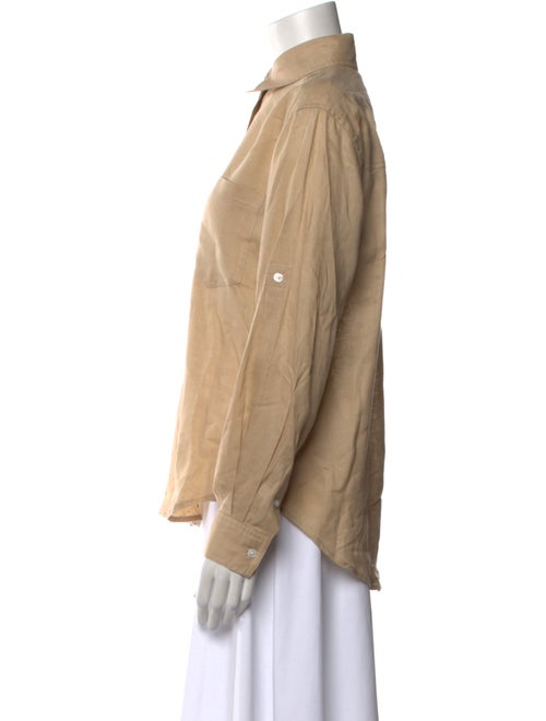 Veronica Beard Linen Long Sleeve Button-Up Top