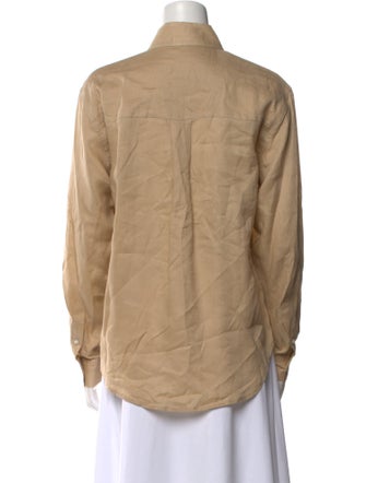 Veronica Beard Linen Long Sleeve Button-Up Top