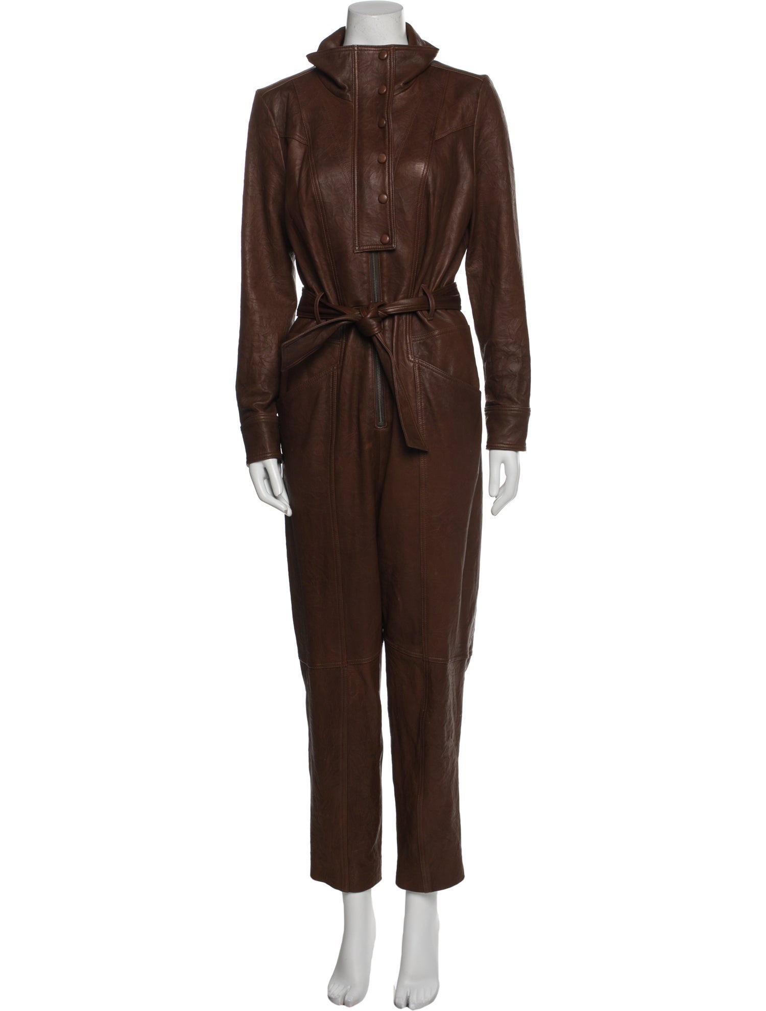 Veronica Beard Lamb Leather Turtleneck Jumpsuit