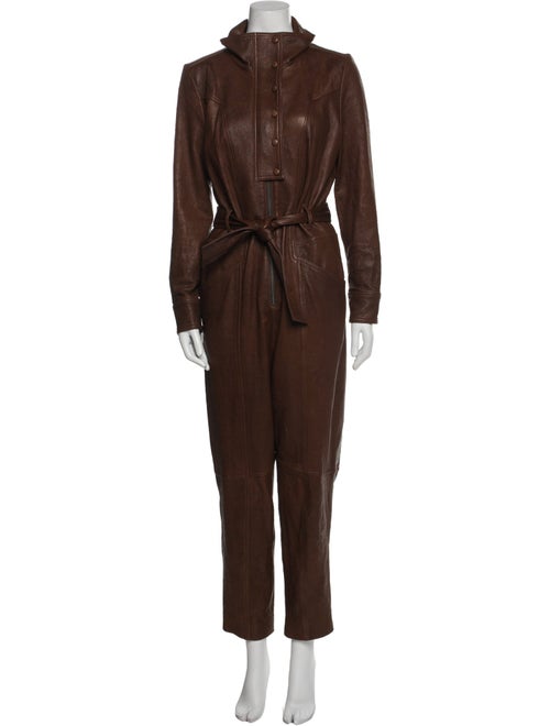 Veronica Beard Lamb Leather Turtleneck Jumpsuit