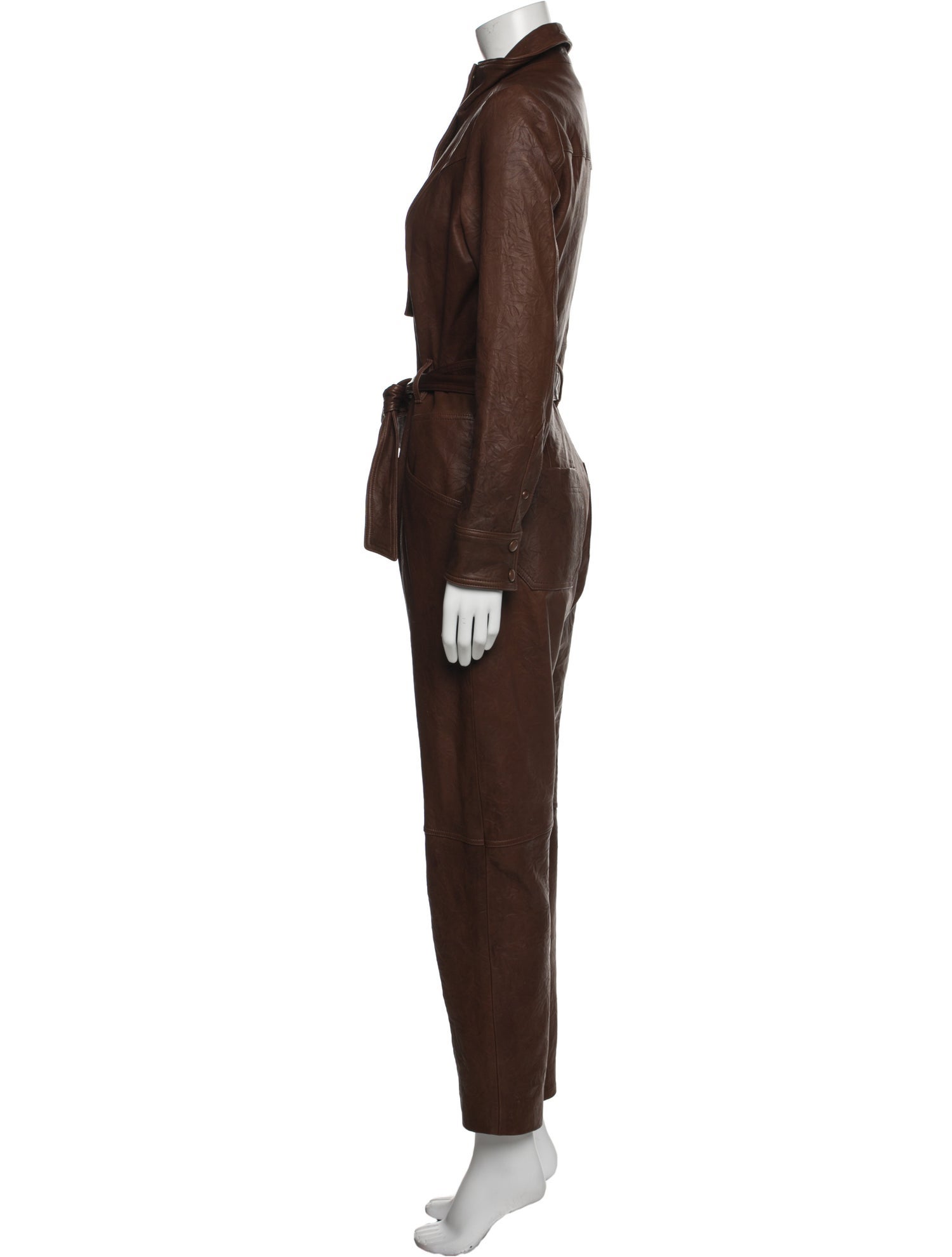 Veronica Beard Lamb Leather Turtleneck Jumpsuit