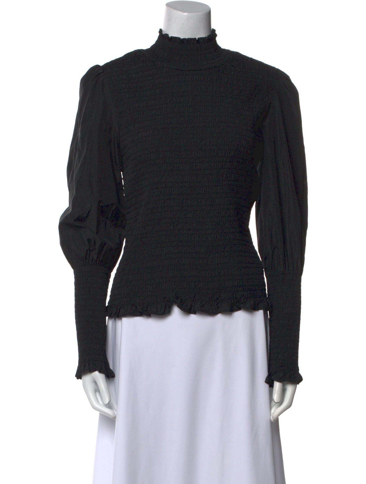 Veronica Beard Mock Neck Long Sleeve Blouse