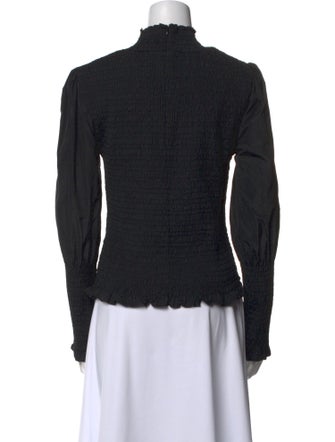 Veronica Beard Mock Neck Long Sleeve Blouse