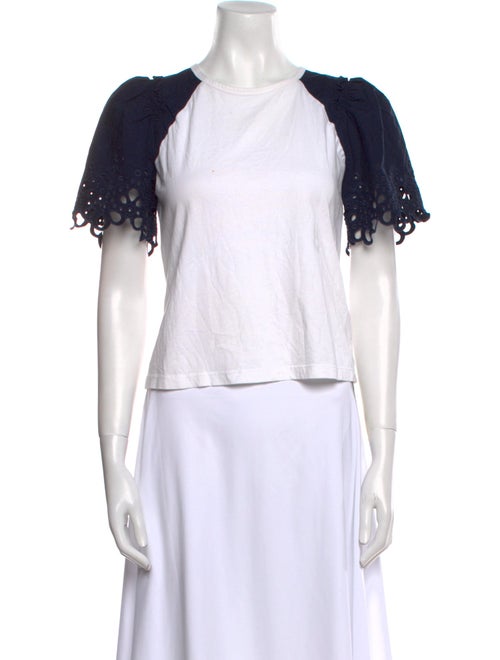 Veronica Beard Crew Neck Short Sleeve Crop Top