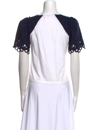 Veronica Beard Crew Neck Short Sleeve Crop Top