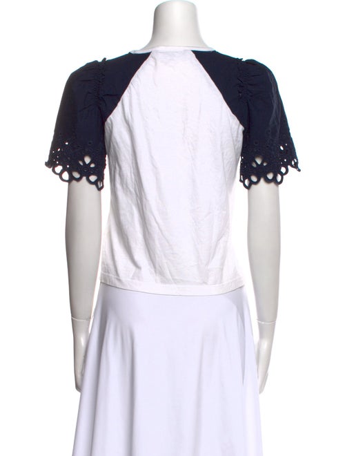 Veronica Beard Crew Neck Short Sleeve Crop Top