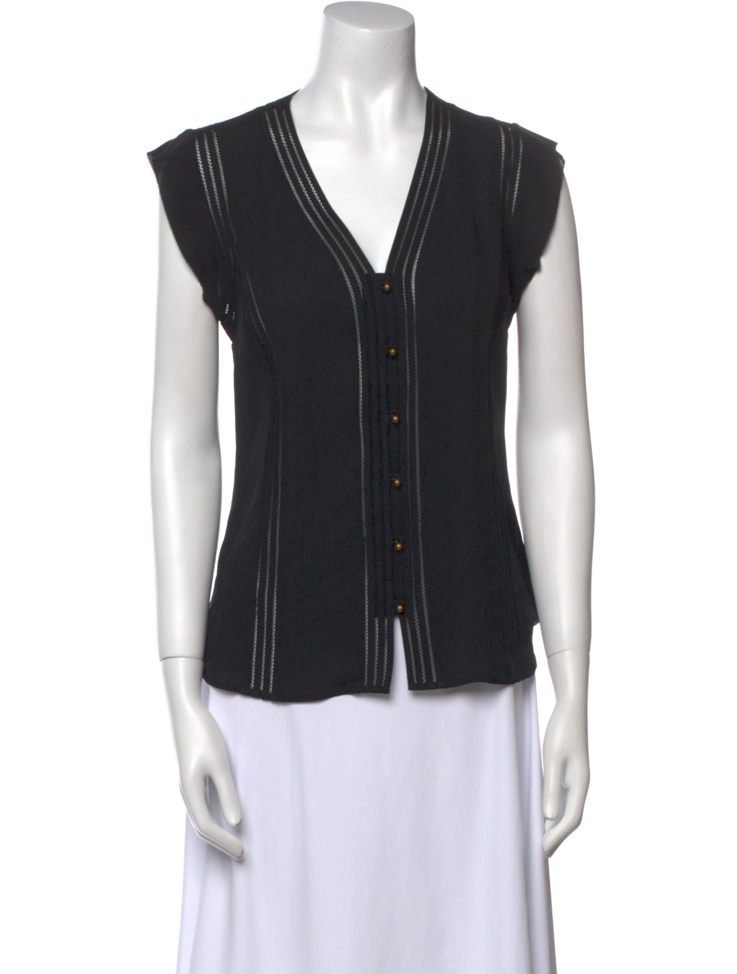 Veronica Beard Silk V-Neck Button-Up Top w/ Tags