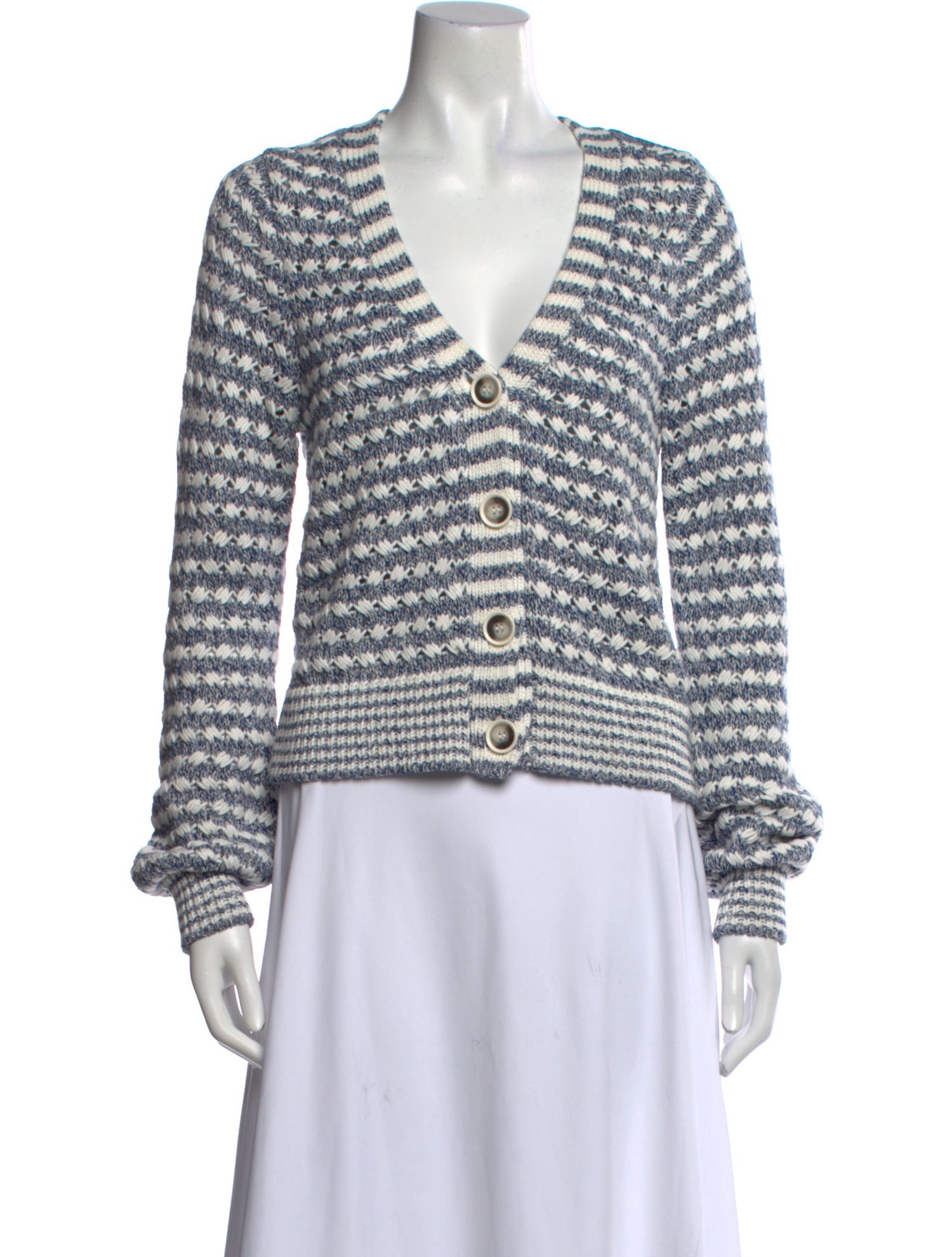 Veronica Beard Striped V-Neck Sweater